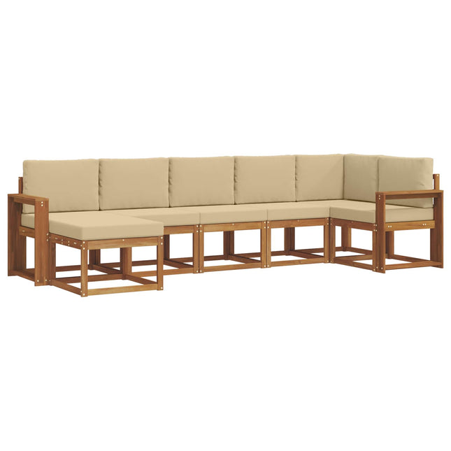 Udendørs sofagruppe med pude 7 pcs Naturlig og Beige