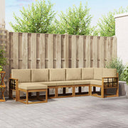 Udendørs sofagruppe med pude 7 pcs Naturlig og Beige