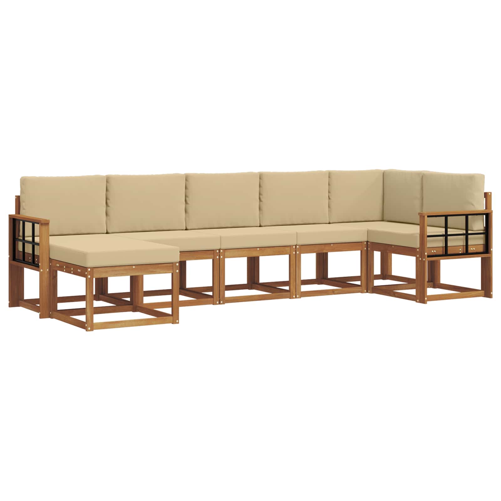 Udendørs sofagruppe med pude 7 pcs Naturlig og Beige