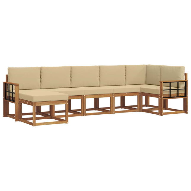 Udendørs sofagruppe med pude 7 pcs Naturlig og Beige
