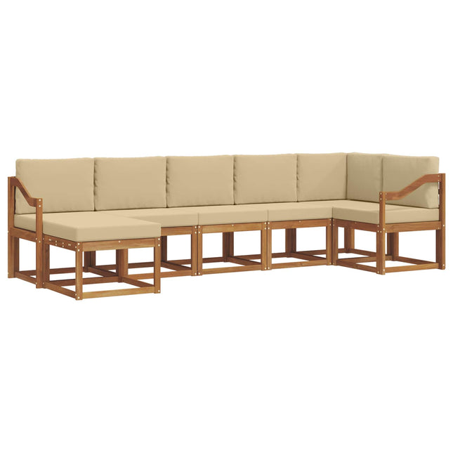 Udendørs sofagruppe med pude 7 pcs Naturlig og Beige