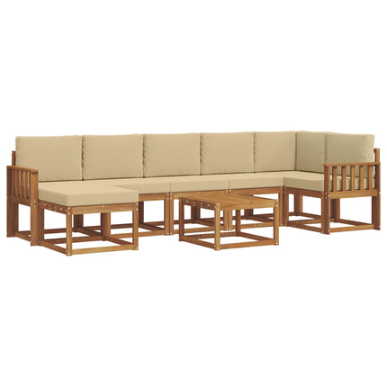 Udendørs sofagruppe med pude 8 pcs Naturlig og Beige