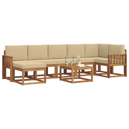 Udendørs sofagruppe med pude 8 pcs Naturlig og Beige