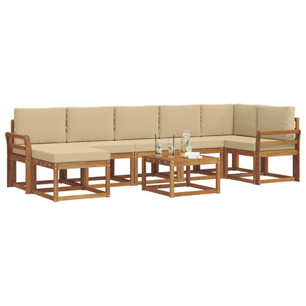 Udendørs sofagruppe med pude 8 pcs Naturlig og Beige