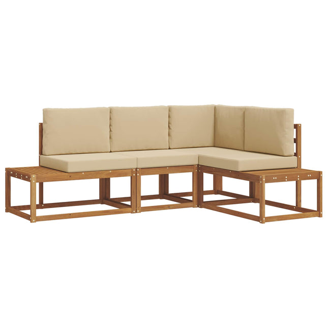 Udendørs sofagruppe med pude 4 Stk Naturlig og Beige