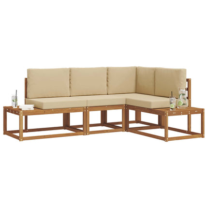 Udendørs sofagruppe med pude 4 Stk Naturlig og Beige