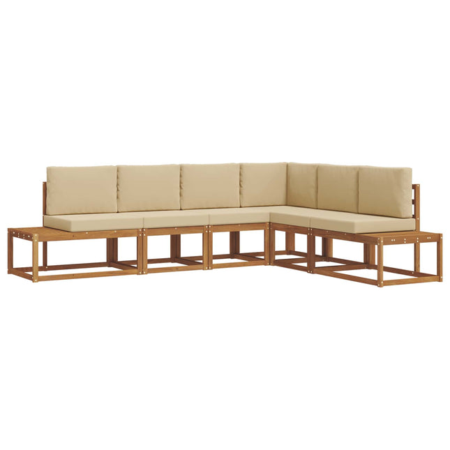 Udendørs sofagruppe med pude 6 Stk Naturlig og Beige