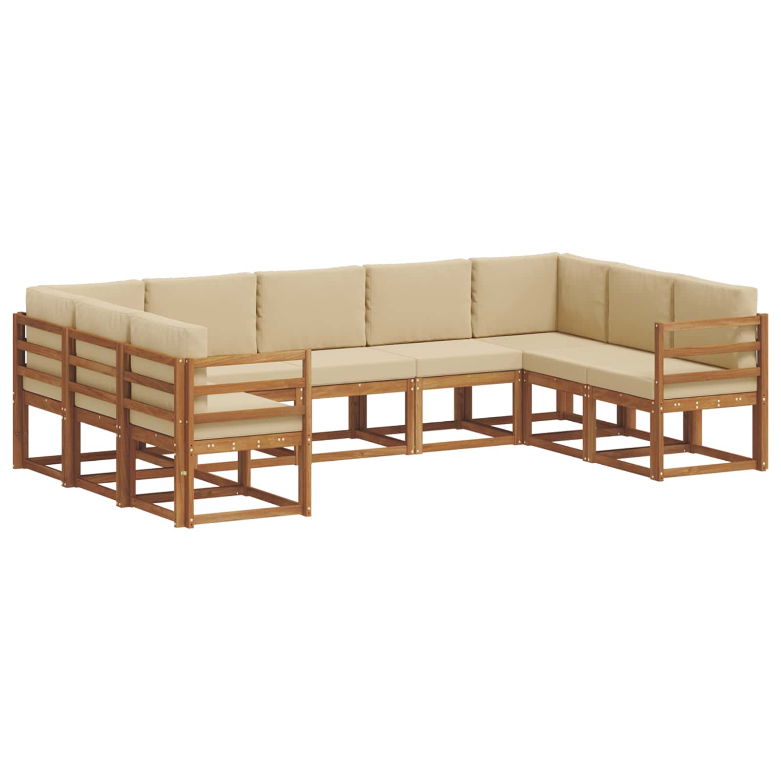 Udendørs sofagruppe med pude 9 pcs Naturlig og Beige