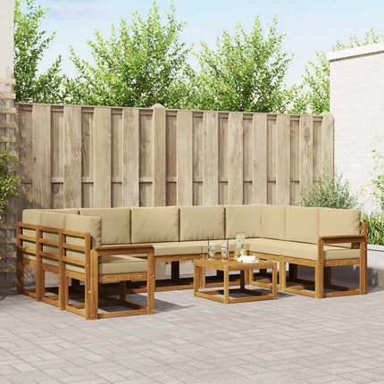 Udendørs sofagruppe med pude 10 pcs Naturlig og Beige