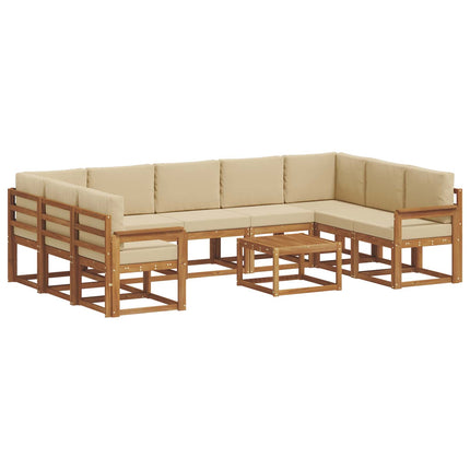 Udendørs sofagruppe med pude 10 pcs Naturlig og Beige