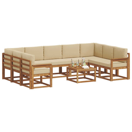 Udendørs sofagruppe med pude 10 pcs Naturlig og Beige