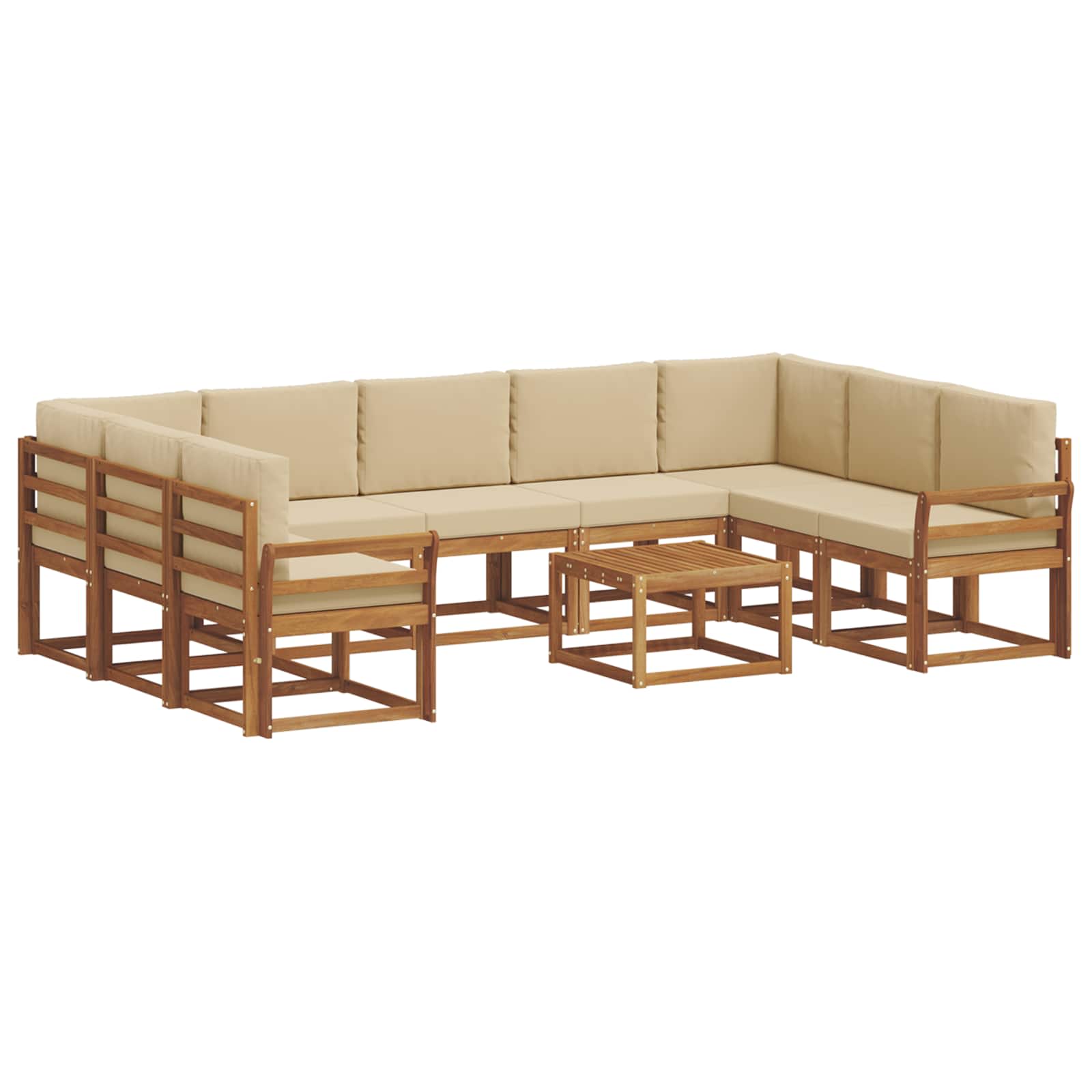 Udendørs sofagruppe med pude 10 pcs Naturlig og Beige