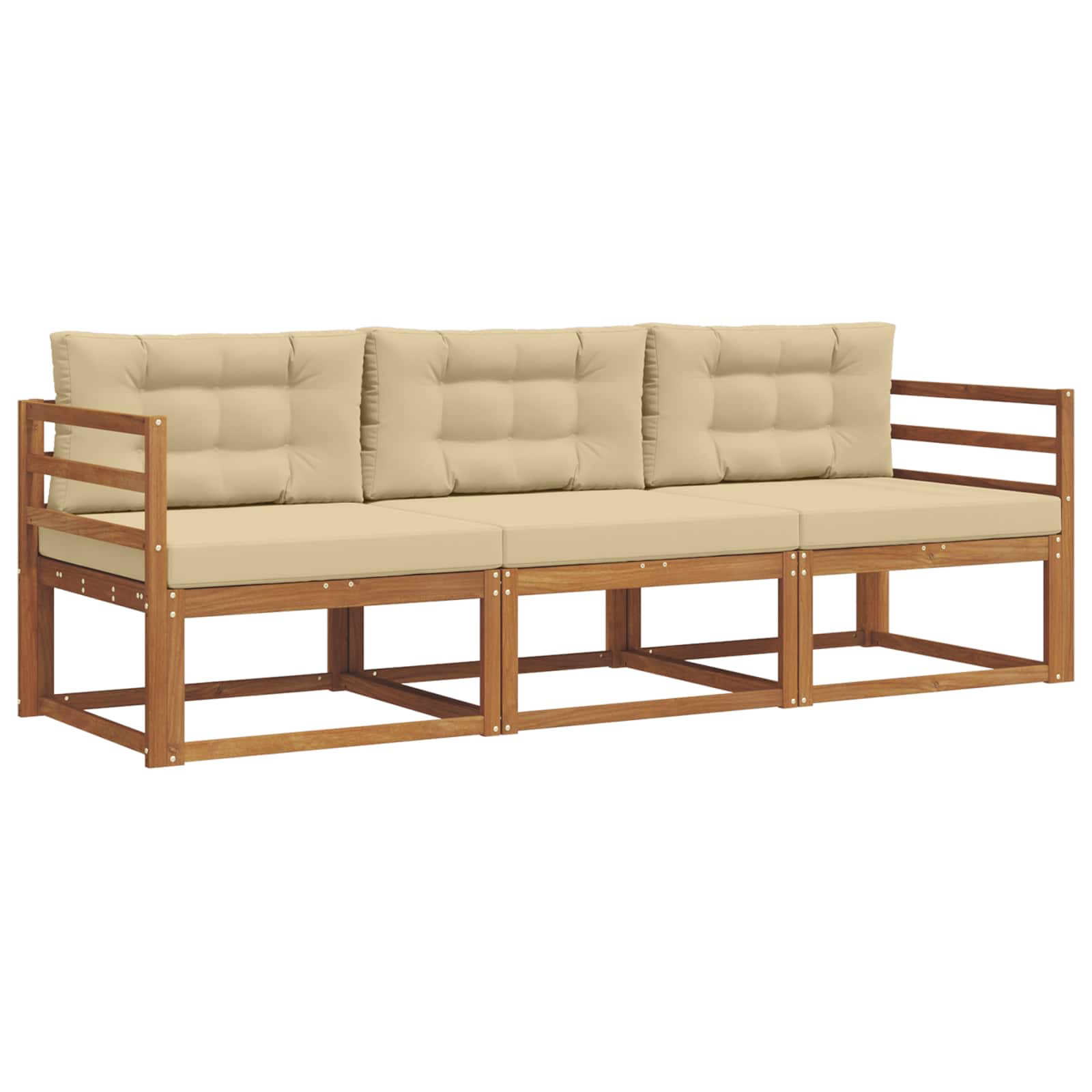 Udendørs sofagruppe med pude 3 pcs Naturlig og Beige