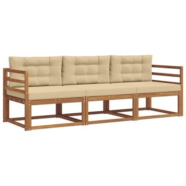 Udendørs sofagruppe med pude 3 pcs Naturlig og Beige