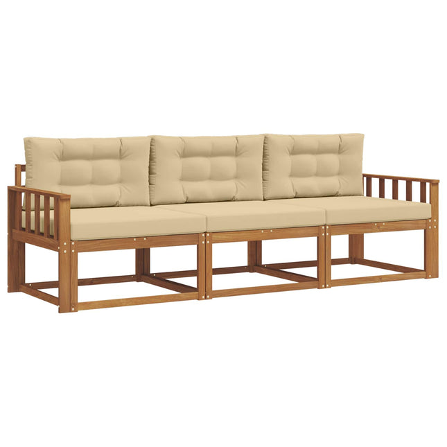 Udendørs sofagruppe med pude 3 pcs Naturlig og Beige