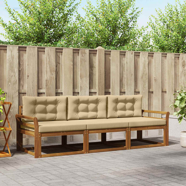 Udendørs sofagruppe med pude 3 pcs Naturlig og Beige