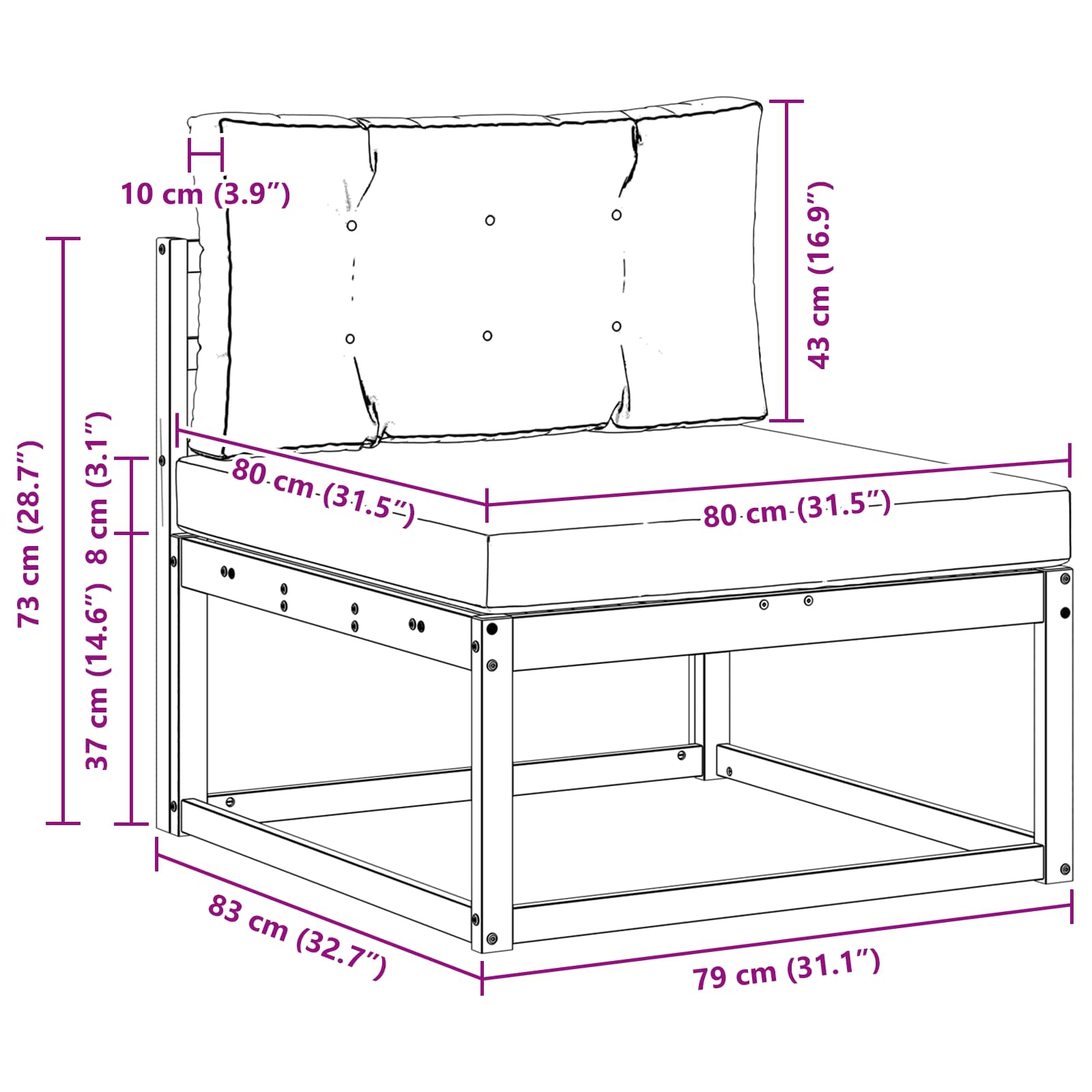 Udendørs sofagruppe med pude 3 pcs Naturlig og Lys Grå