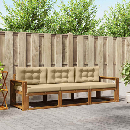 Udendørs sofagruppe med pude 3 pcs Naturlig og Beige