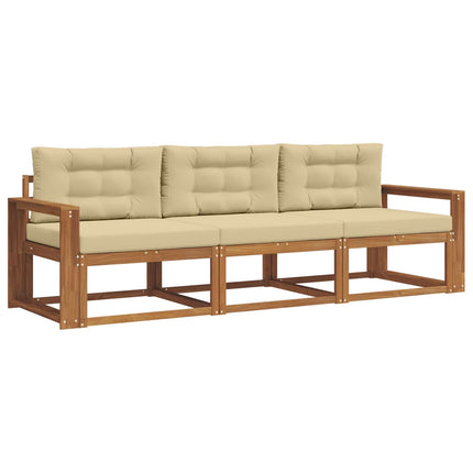 Udendørs sofagruppe med pude 3 pcs Naturlig og Beige