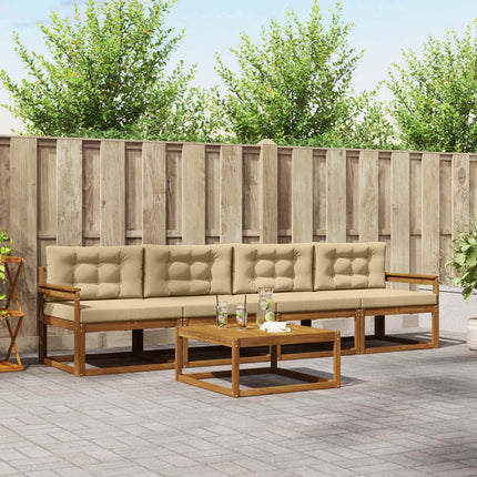 Udendørs sofagruppe med pude 5 pcs Naturlig og Beige