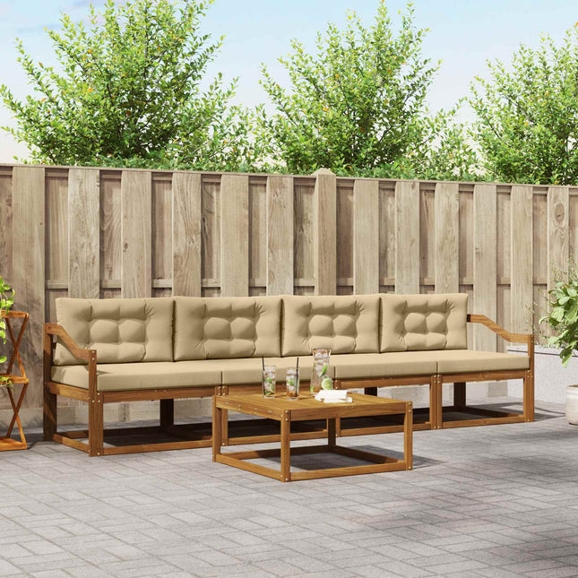 Udendørs sofagruppe med pude 5 pcs Naturlig og Beige