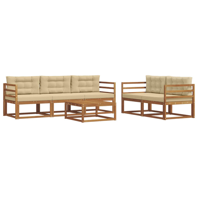 Udendørs sofagruppe med pude 6 pcs Naturlig og Beige