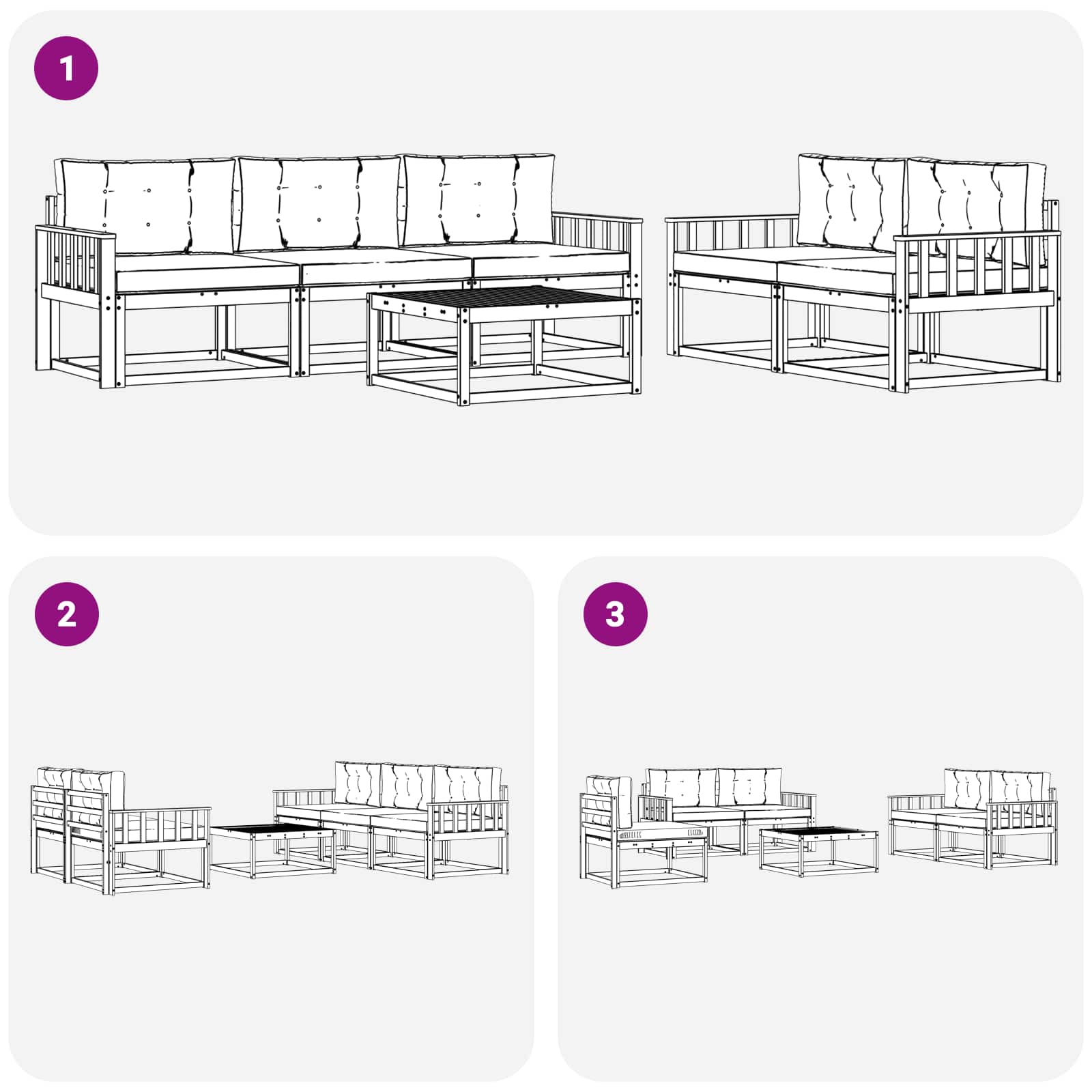 Udendørs sofagruppe med pude 6 pcs Naturlig og Beige