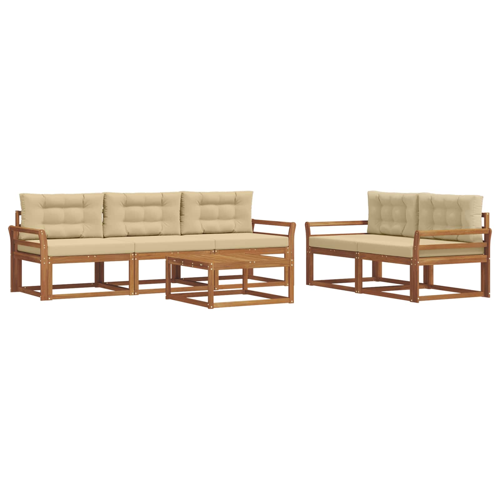Udendørs sofagruppe med pude 6 pcs Naturlig og Beige