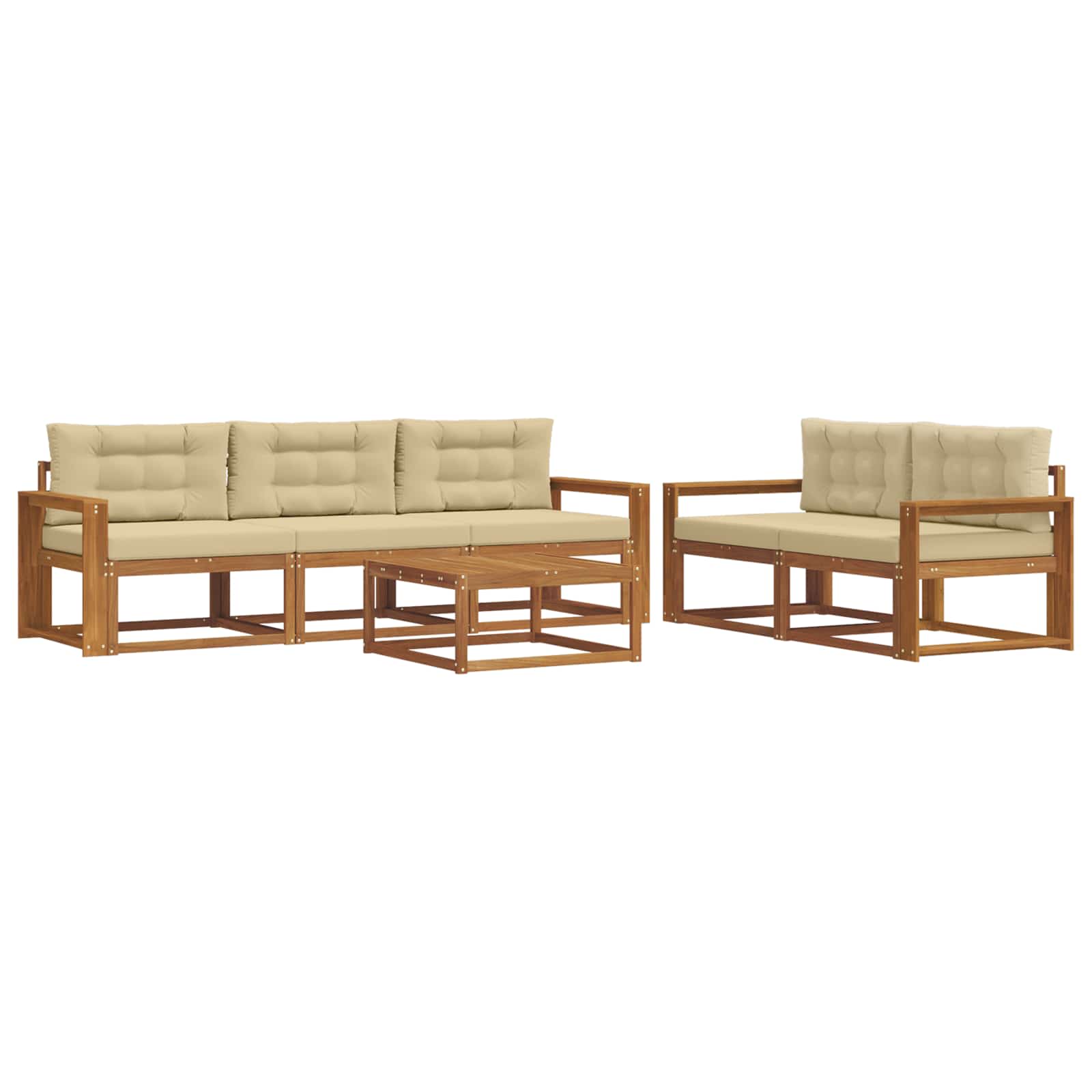 Udendørs sofagruppe med pude 6 pcs Naturlig og Beige