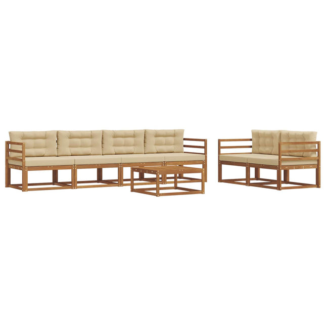 Udendørs sofagruppe med pude 7 pcs Naturlig og Beige