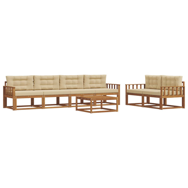 Udendørs sofagruppe med pude 7 pcs Naturlig og Beige