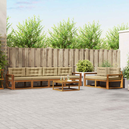 Udendørs sofagruppe med pude 7 pcs Naturlig og Beige
