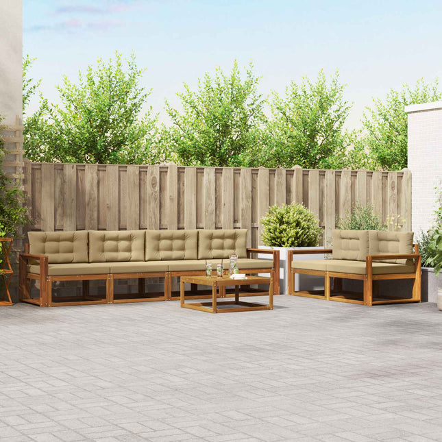 Udendørs sofagruppe med pude 7 pcs Naturlig og Beige