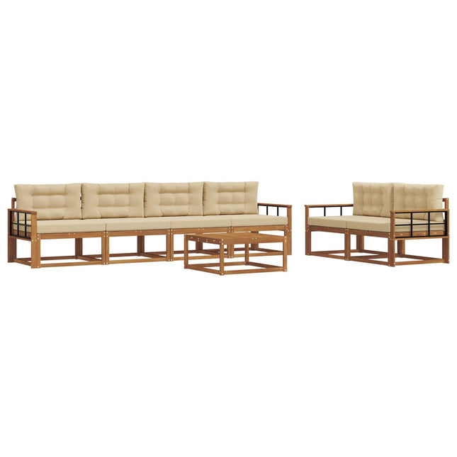 Udendørs sofagruppe med pude 7 pcs Naturlig og Beige