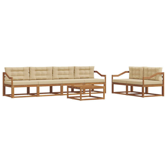 Udendørs sofagruppe med pude 7 pcs Naturlig og Beige