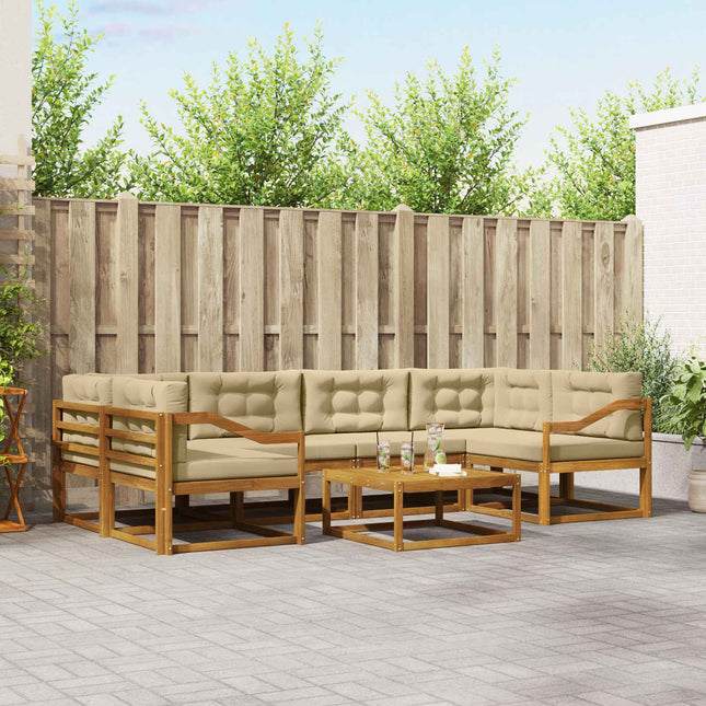 Udendørs sofagruppe med pude 7 pcs Naturlig og Beige