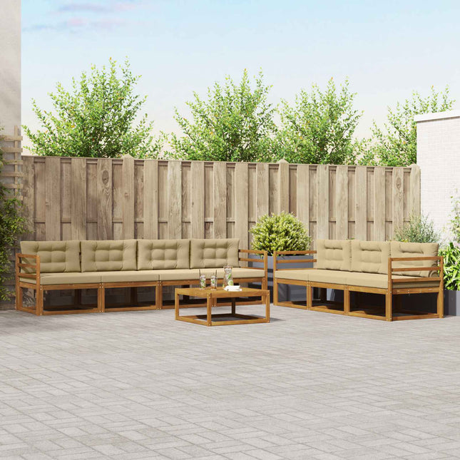 Udendørs sofagruppe med pude 8 pcs Naturlig og Beige
