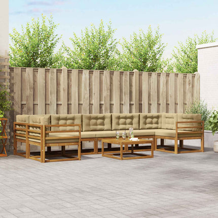 Udendørs sofagruppe med pude 8 pcs Naturlig og Beige