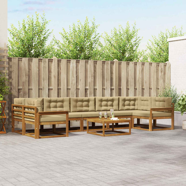 Udendørs sofagruppe med pude 8 pcs Naturlig og Beige