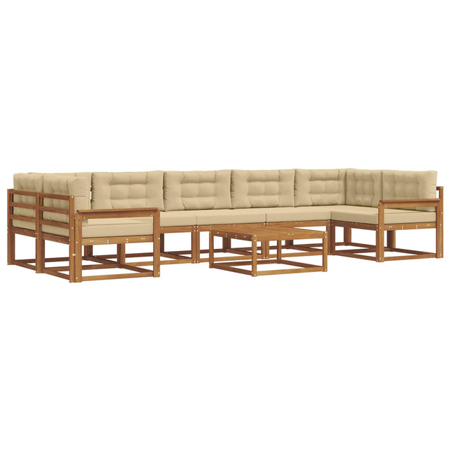 Udendørs sofagruppe med pude 8 pcs Naturlig og Beige