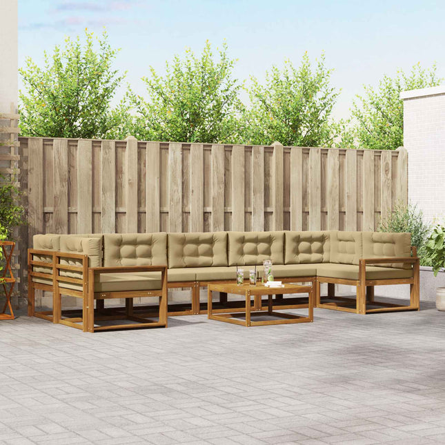 Udendørs sofagruppe med pude 8 pcs Naturlig og Beige