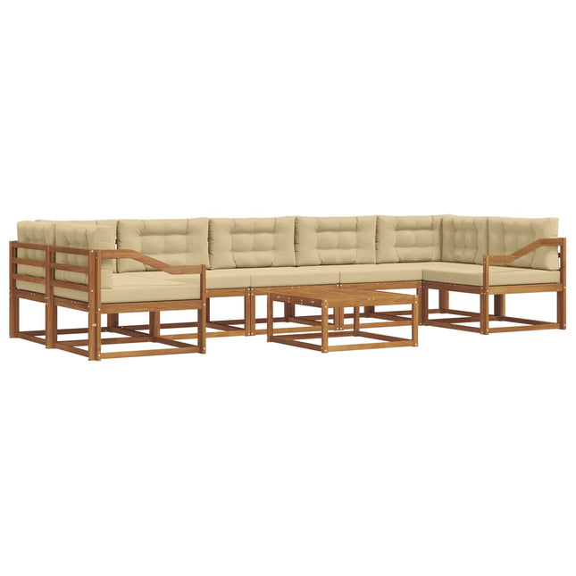 Udendørs sofagruppe med pude 8 pcs Naturlig og Beige