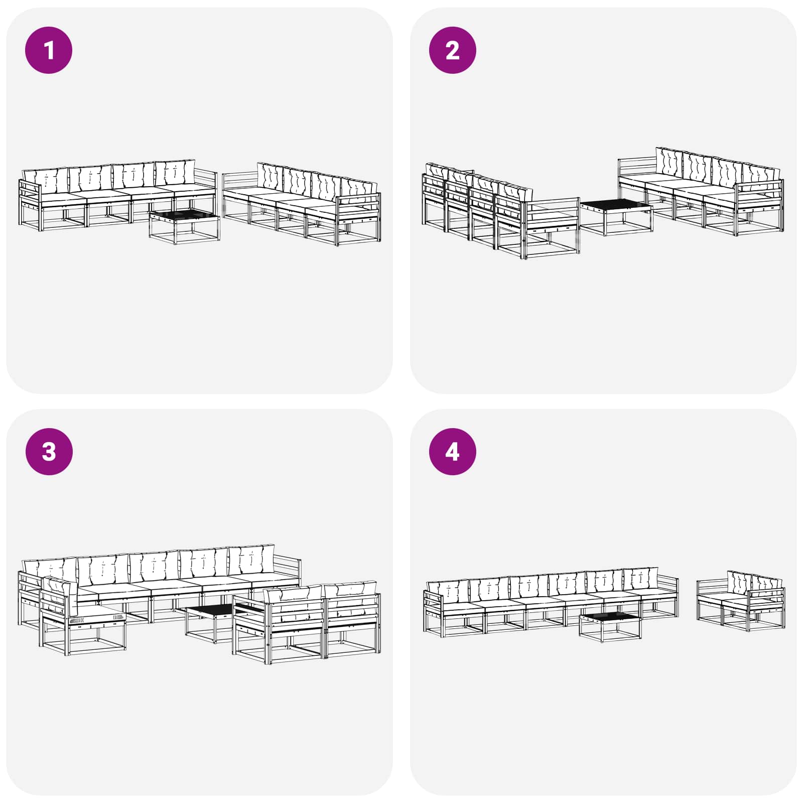 Udendørs sofagruppe med pude 9 pcs Naturlig og Beige
