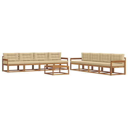 Udendørs sofagruppe med pude 9 pcs Naturlig og Beige