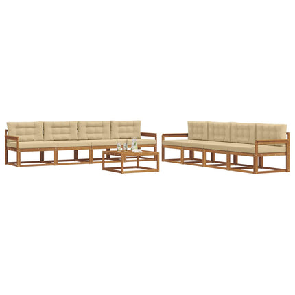 Udendørs sofagruppe med pude 9 pcs Naturlig og Beige