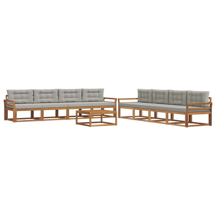 Udendørs sofagruppe med pude 9 pcs Naturlig og Lys Grå