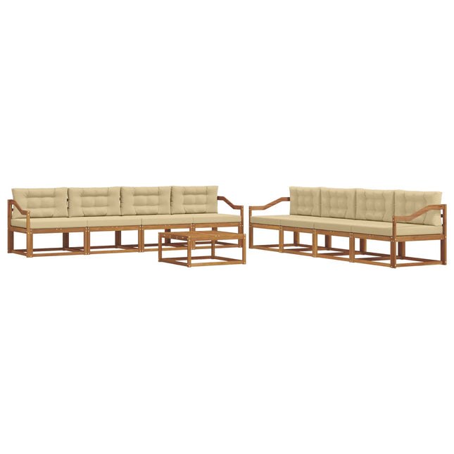 Udendørs sofagruppe med pude 9 pcs Naturlig og Beige