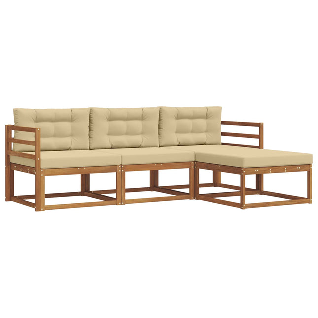 Udendørs sofagruppe med pude 4 pcs Naturlig og Beige