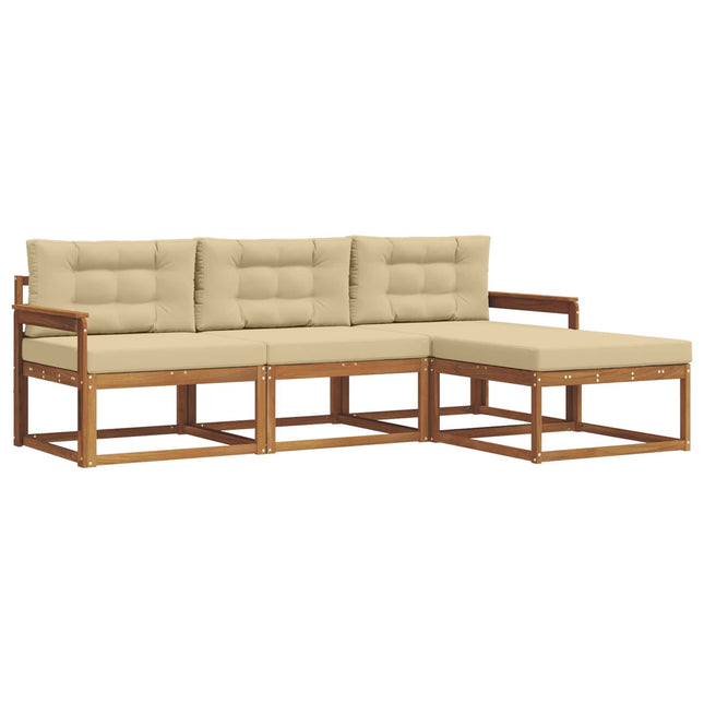 Udendørs sofagruppe med pude 4 pcs Naturlig og Beige