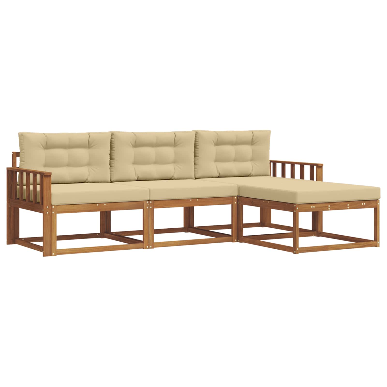 Udendørs sofagruppe med pude 4 pcs Naturlig og Beige
